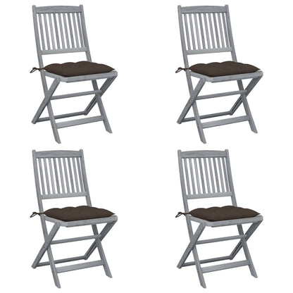 Tuinstoelen Inklapbaar Met Kussens Massief Acaciahout 4 Taupe