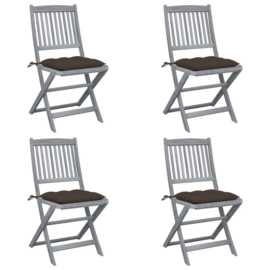 Tuinstoelen Inklapbaar Met Kussens Massief Acaciahout 4 Taupe