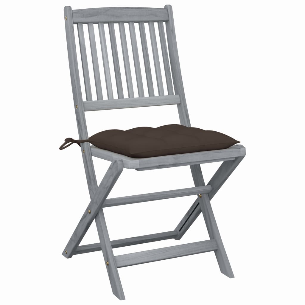 Tuinstoelen Inklapbaar Met Kussens Massief Acaciahout 4 Taupe