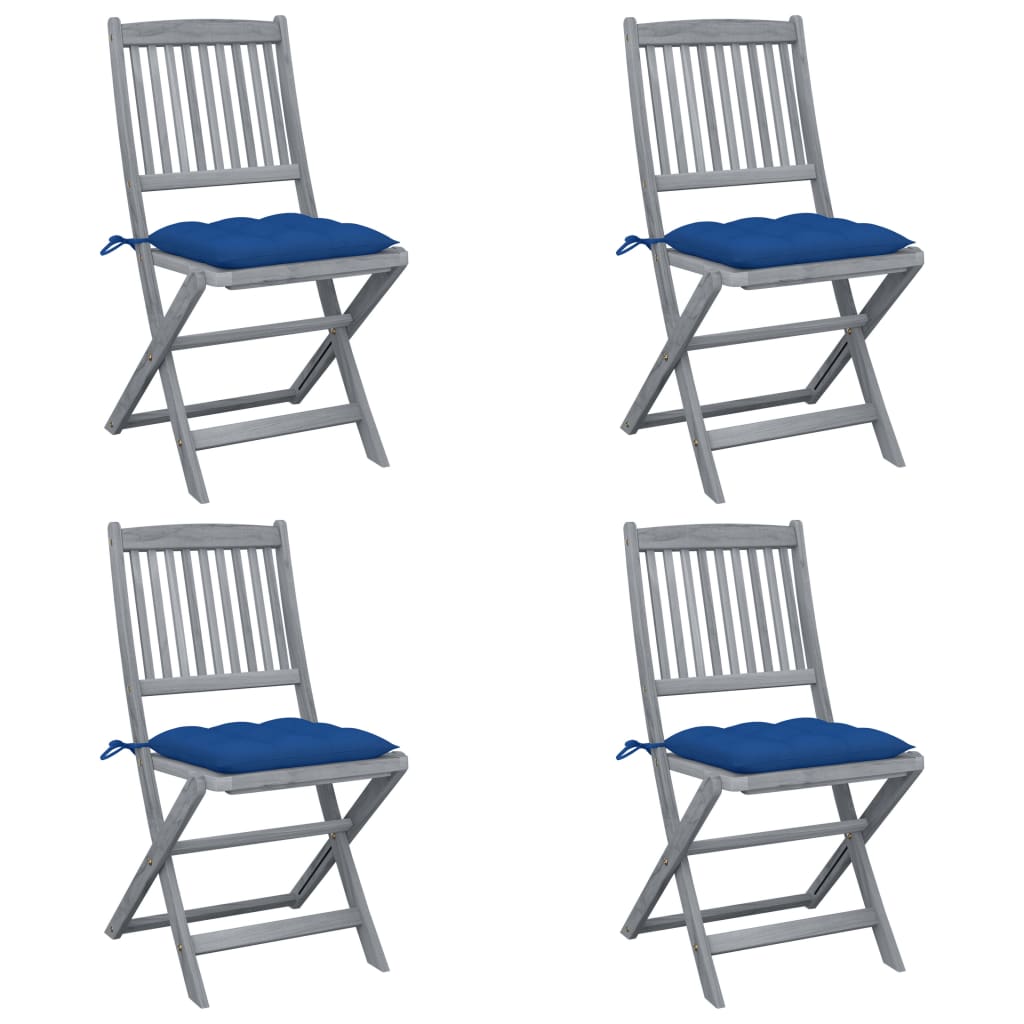 Tuinstoelen Inklapbaar Met Kussens Massief Acaciahout 4 Blauw