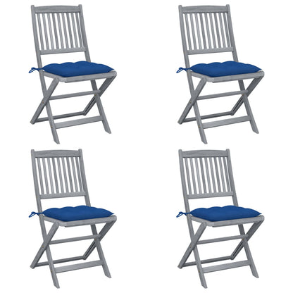 Tuinstoelen Inklapbaar Met Kussens Massief Acaciahout 4 Blauw