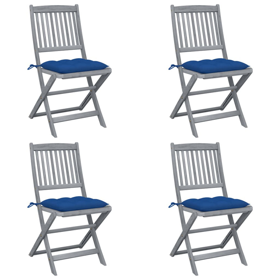 Tuinstoelen Inklapbaar Met Kussens Massief Acaciahout 4 Blauw