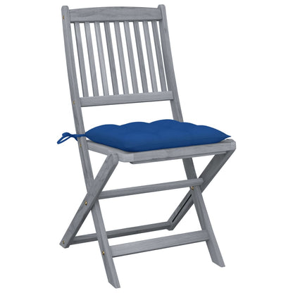 Tuinstoelen Inklapbaar Met Kussens Massief Acaciahout 4 Blauw