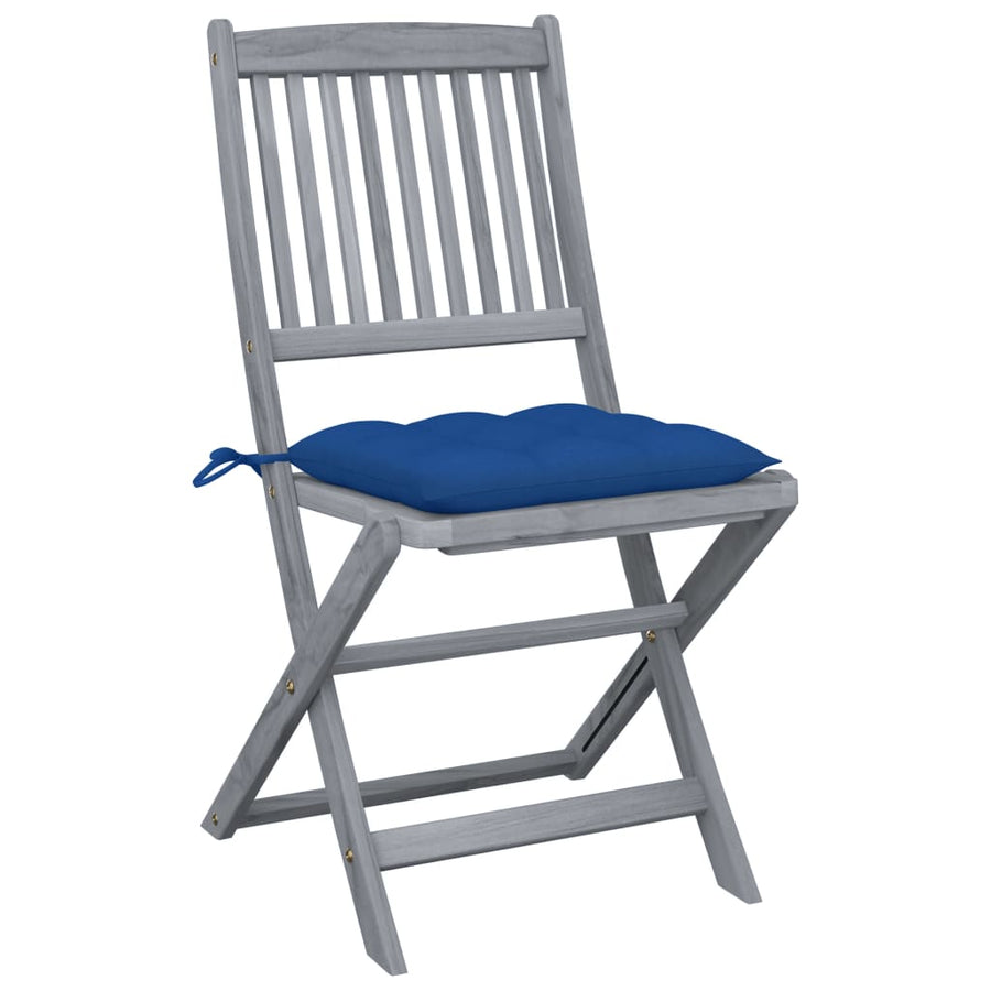 Tuinstoelen Inklapbaar Met Kussens Massief Acaciahout 4 Blauw