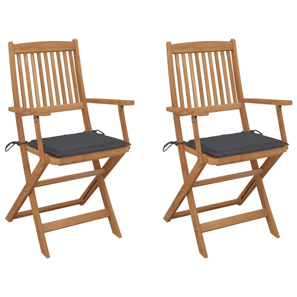 Tuinstoelen 2 St Inklapbaar Met Kussens Massief Acaciahout 1 Antraciet