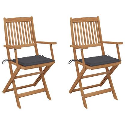 Tuinstoelen 2 St Inklapbaar Met Kussens Massief Acaciahout 1 Antraciet