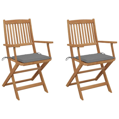 Tuinstoelen 2 St Inklapbaar Met Kussens Massief Acaciahout 1 Grijs