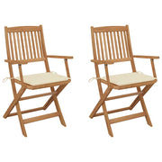 Tuinstoelen 2 st inklapbaar massief acaciahout crème