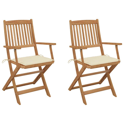 Tuinstoelen Inklapbaar Met Kussens Massief Acaciahout 2 Crème