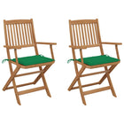 Tuinstoelen inklapbaar massief acaciahout set 2 met kussens