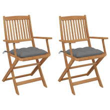 Tuinstoelen Inklapbaar Met Kussens Massief Acaciahout 2 Grijs