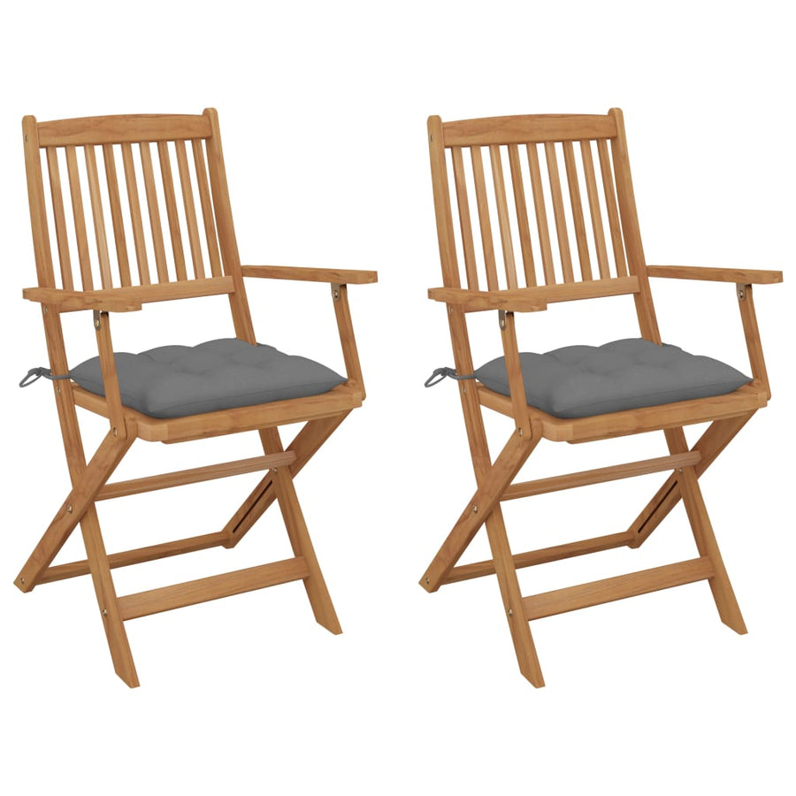 Tuinstoelen Inklapbaar Met Kussens Massief Acaciahout 2 Grijs