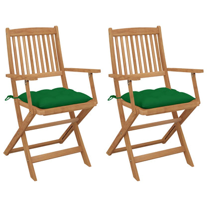 Tuinstoelen 2 St Inklapbaar Met Kussens Massief Acaciahout 1 Groen