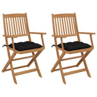 Tuinstoelen 2 stuks massief acaciahout zwart kussen