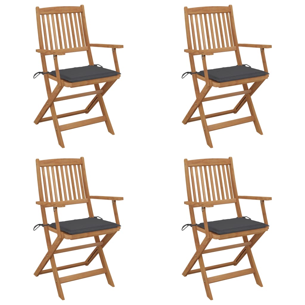Tuinstoelen 4 St Inklapbaar Met Kussens Massief Acaciahout 1 Antraciet