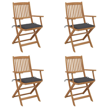 Tuinstoelen 4 St Inklapbaar Met Kussens Massief Acaciahout 1 Antraciet