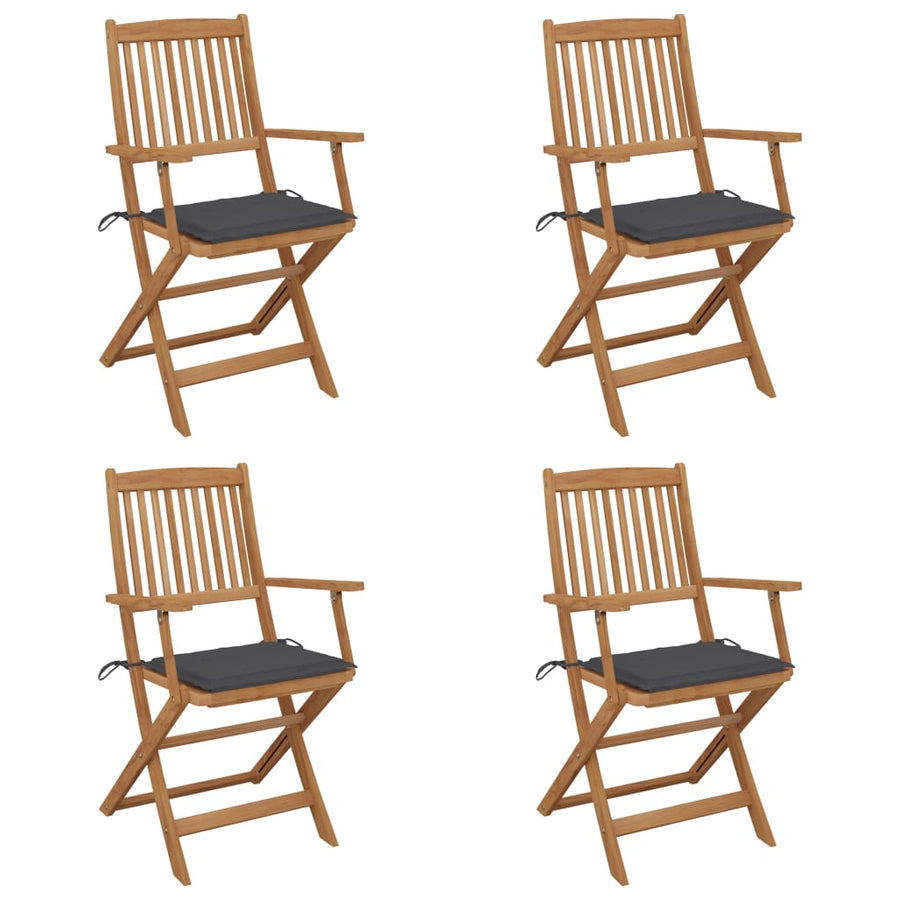 Tuinstoelen 4 St Inklapbaar Met Kussens Massief Acaciahout 1 Antraciet