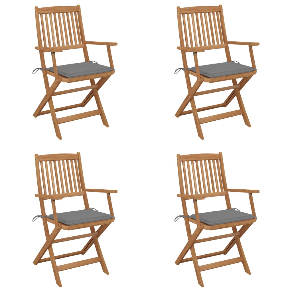 Tuinstoelen Inklapbaar Met Kussens Massief Acaciahout 4 Grijs