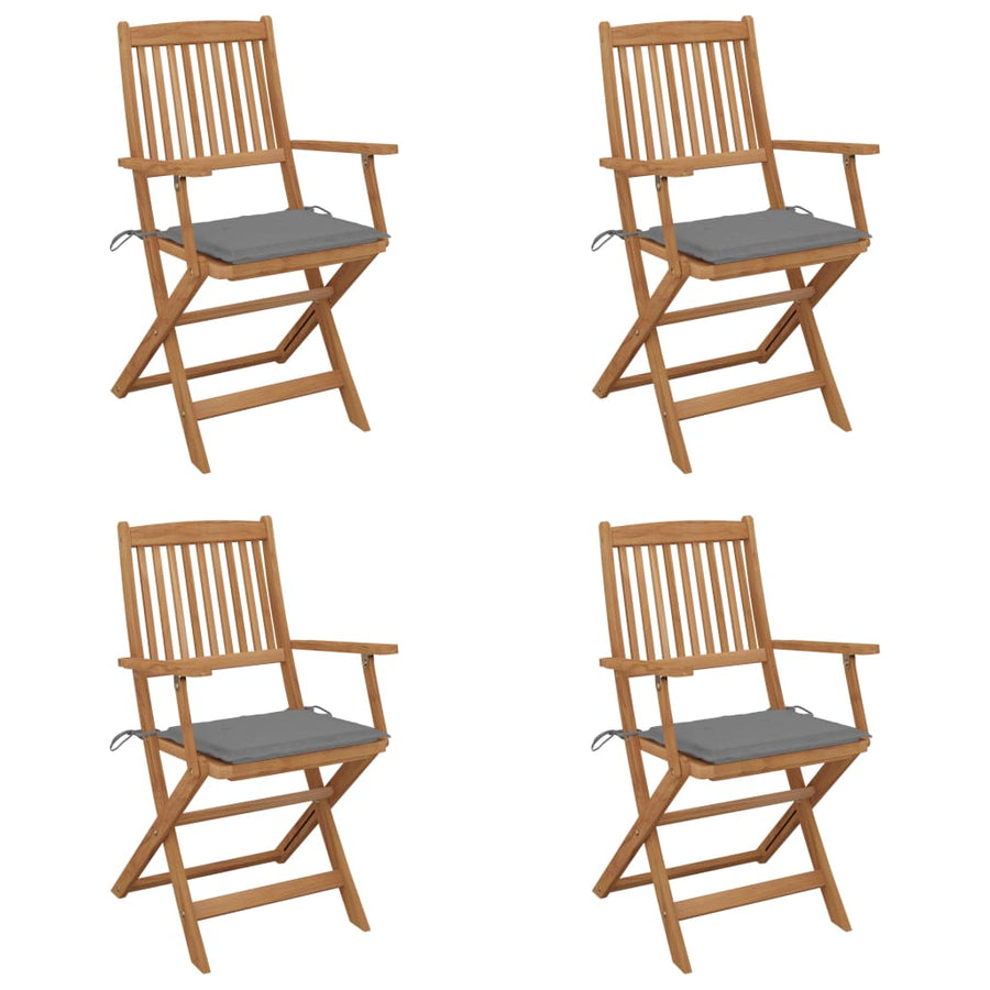 Tuinstoelen Inklapbaar Met Kussens Massief Acaciahout 4 Grijs