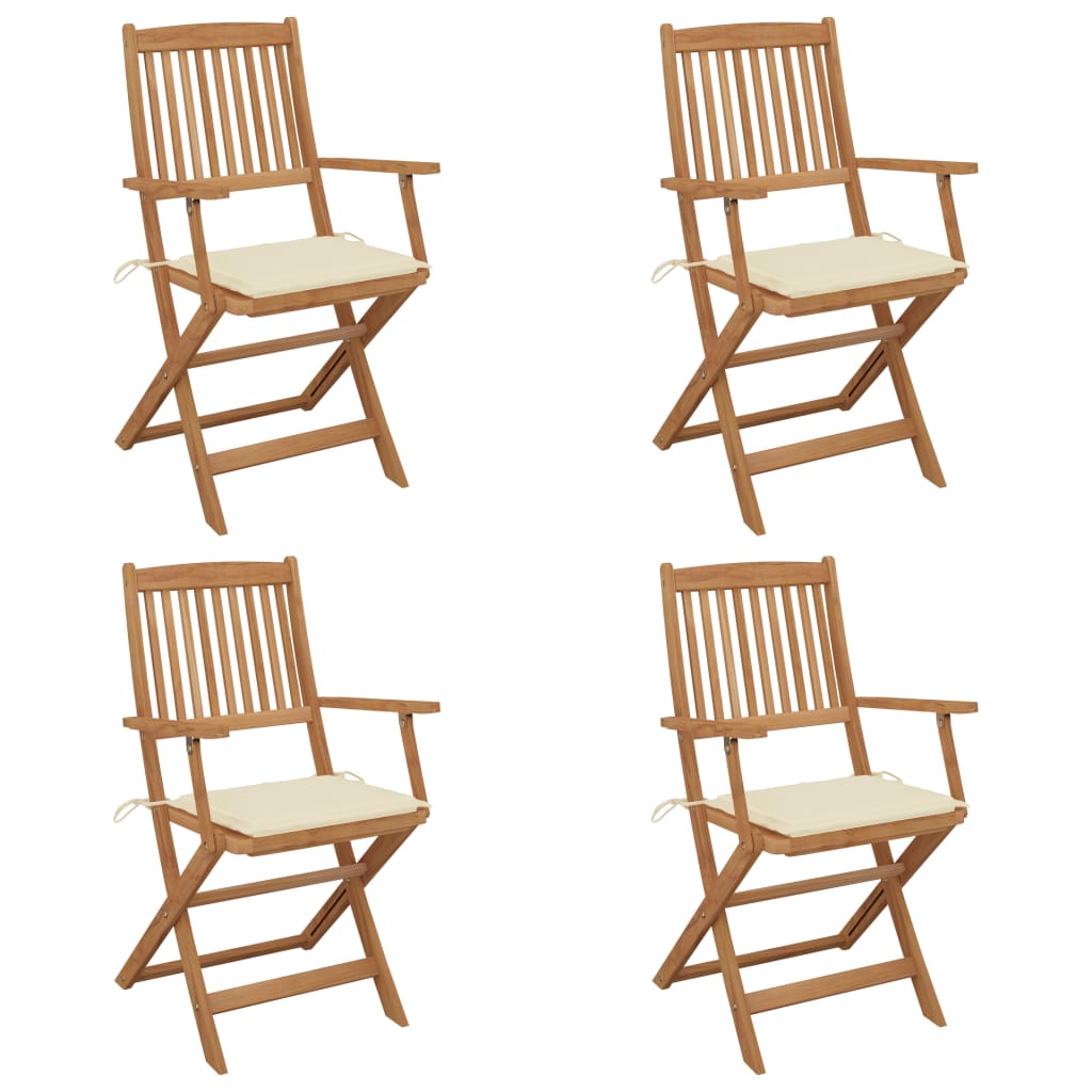 Tuinstoelen Inklapbaar Met Kussens Massief Acaciahout 4 Crème