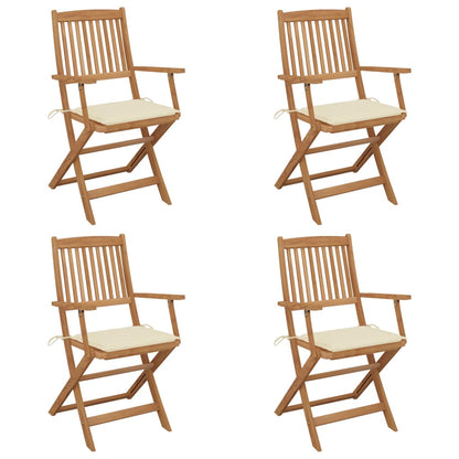 Tuinstoelen Inklapbaar Met Kussens Massief Acaciahout 4 Crème