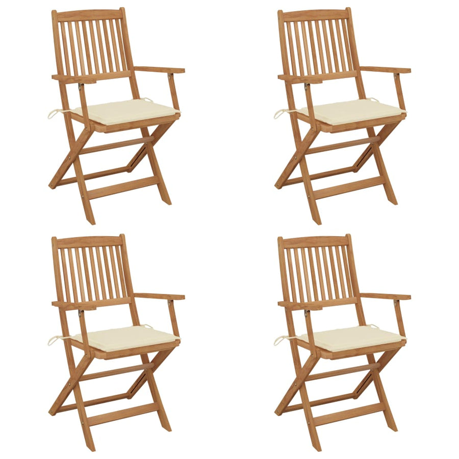 Tuinstoelen Inklapbaar Met Kussens Massief Acaciahout 4 Crème