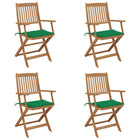Folding Garden Chairs with Cushions Solid Acacia Wood 4