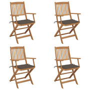 Tuinstoelen massief acaciahout inklapbaar 4 stuks