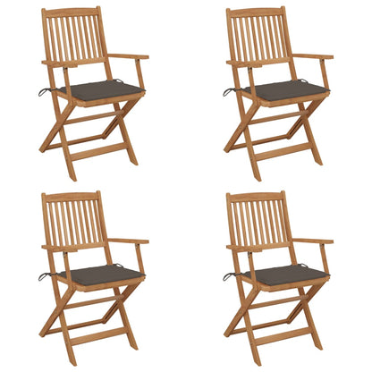 Tuinstoelen 4 St Inklapbaar Met Kussens Massief Acaciahout Taupe
