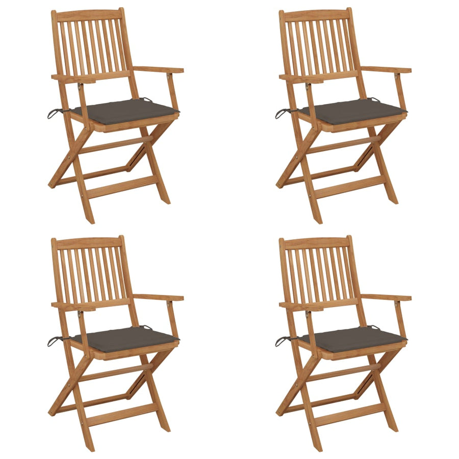 Tuinstoelen 4 St Inklapbaar Met Kussens Massief Acaciahout Taupe