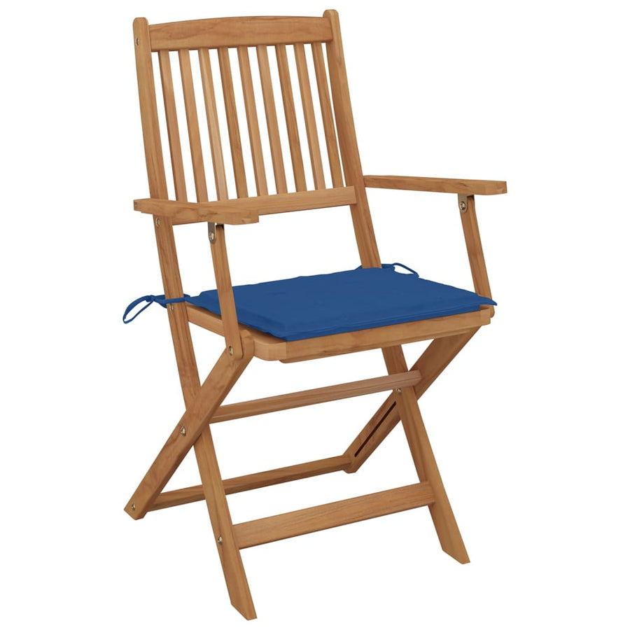 Tuinstoelen 4 St Inklapbaar Met Kussens Massief Acaciahout koningsblauw