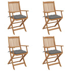 Folding Garden Chairs 4 pcs with cushions solid acacia wood