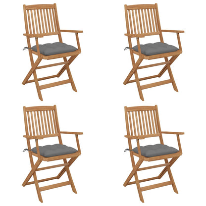 Tuinstoelen Inklapbaar Met Kussens Massief Acaciahout 4 Grijs