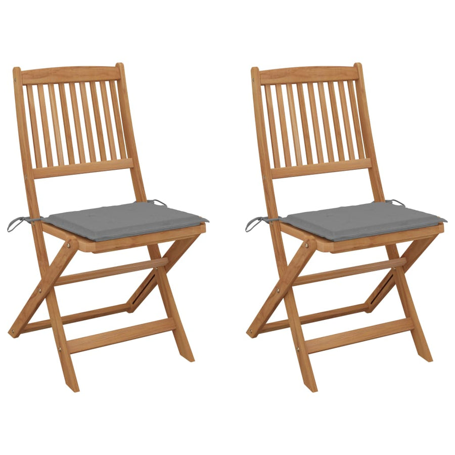 Tuinstoelen Inklapbaar Met Kussens Massief Acaciahout 2 Grijs