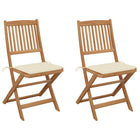 Garden Chairs 2 pcs Foldable with Cushions Solid Acacia Wood