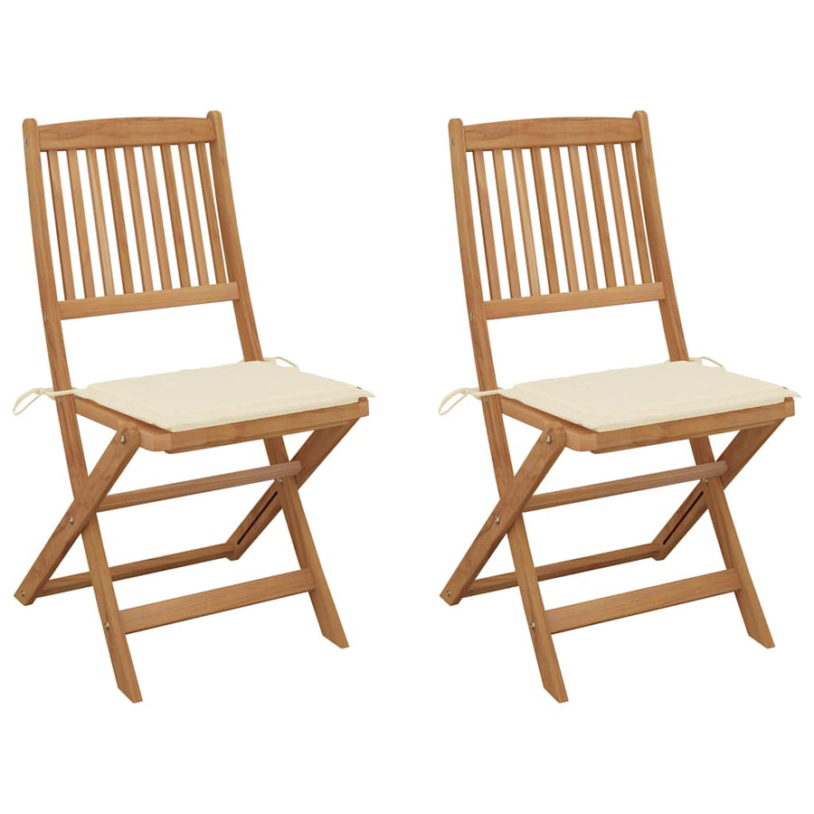 Tuinstoelen Inklapbaar Met Kussens Massief Acaciahout 2 Crème
