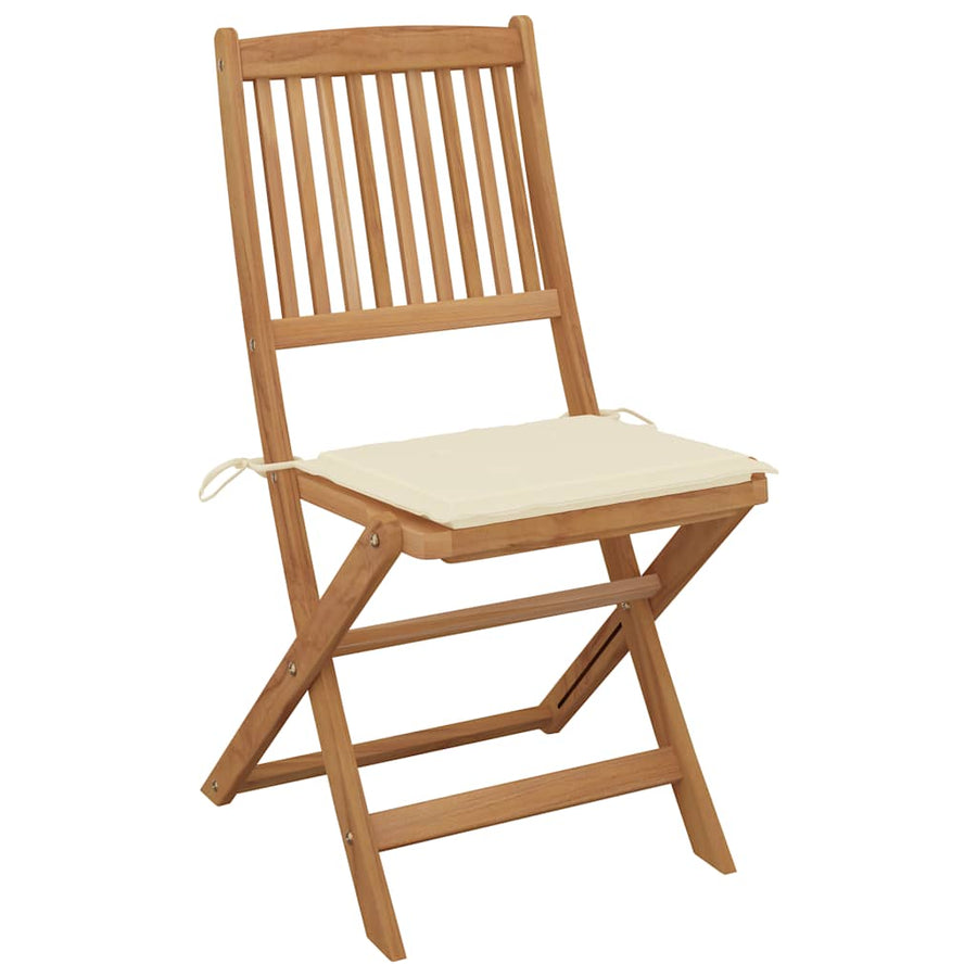 Tuinstoelen Inklapbaar Met Kussens Massief Acaciahout 2 Crème