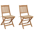 Folding Garden Chairs with Cushions Solid Acacia Wood 2