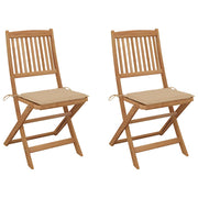 Folding Garden Chairs with Cushions Solid Acacia Wood 2