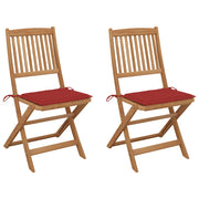 Folding Garden Chairs with Cushions Solid Acacia Wood 2