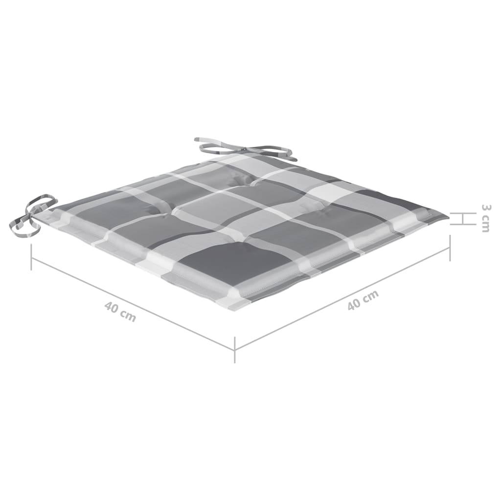 Tuinstoelen 2 St Inklapbaar Met Kussens Massief Acaciahout 1 Grijs ruitpatroon