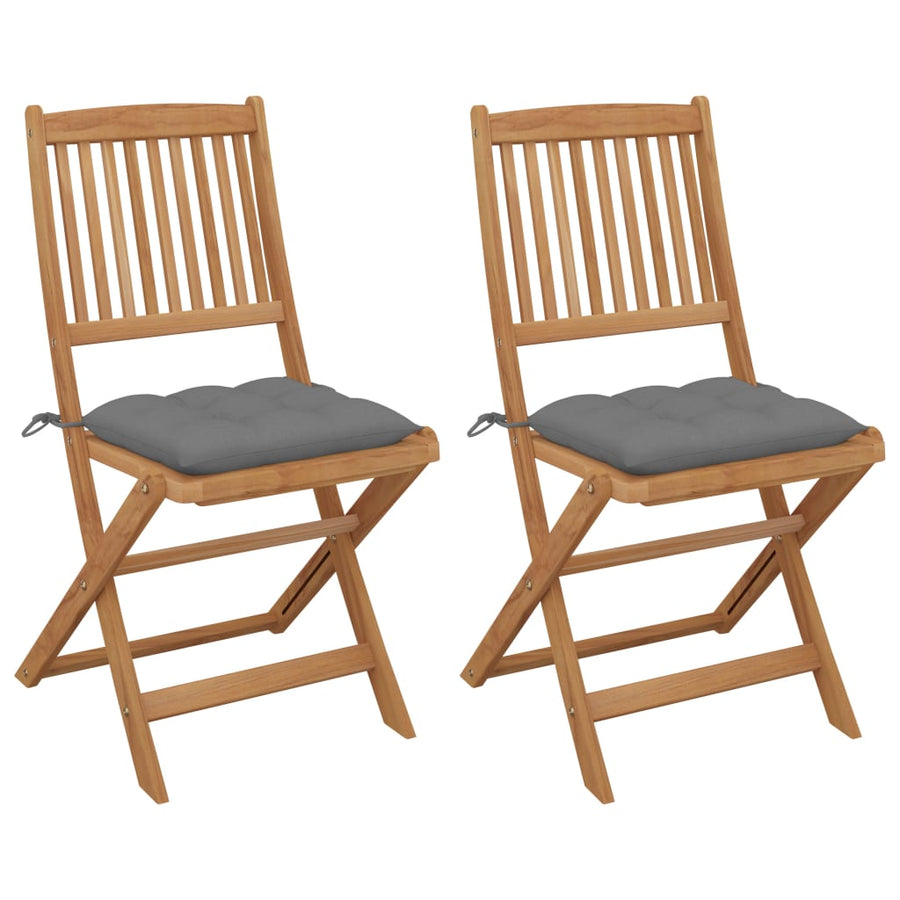 Tuinstoelen Inklapbaar Met Kussens Massief Acaciahout 2 Grijs
