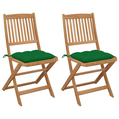 Tuinstoelen Inklapbaar Met Kussens Massief Acaciahout 2 Groen