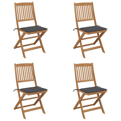 Tuinstoelen Inklapbaar Met Kussens Massief Acaciahout 4 Antraciet