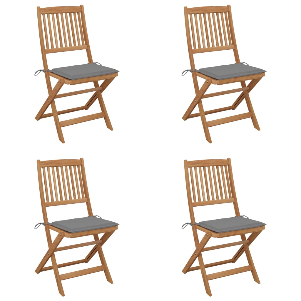 Tuinstoelen Inklapbaar Met Kussens Massief Acaciahout 4 Grijs