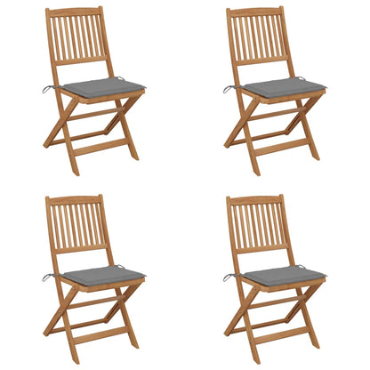 Tuinstoelen Inklapbaar Met Kussens Massief Acaciahout 4 Grijs