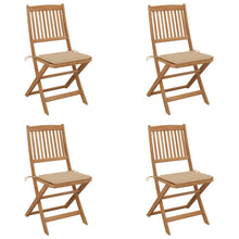 Tuinstoelen 4 St Inklapbaar Met Kussens Massief Acaciahout Beige