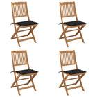 Folding Garden Chairs 4 pcs with cushions solid acacia wood
