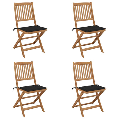 Tuinstoelen 4 St Inklapbaar Met Kussens Massief Acaciahout Zwart