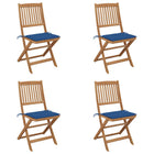 Folding Garden Chairs 4 pcs with cushions solid acacia wood